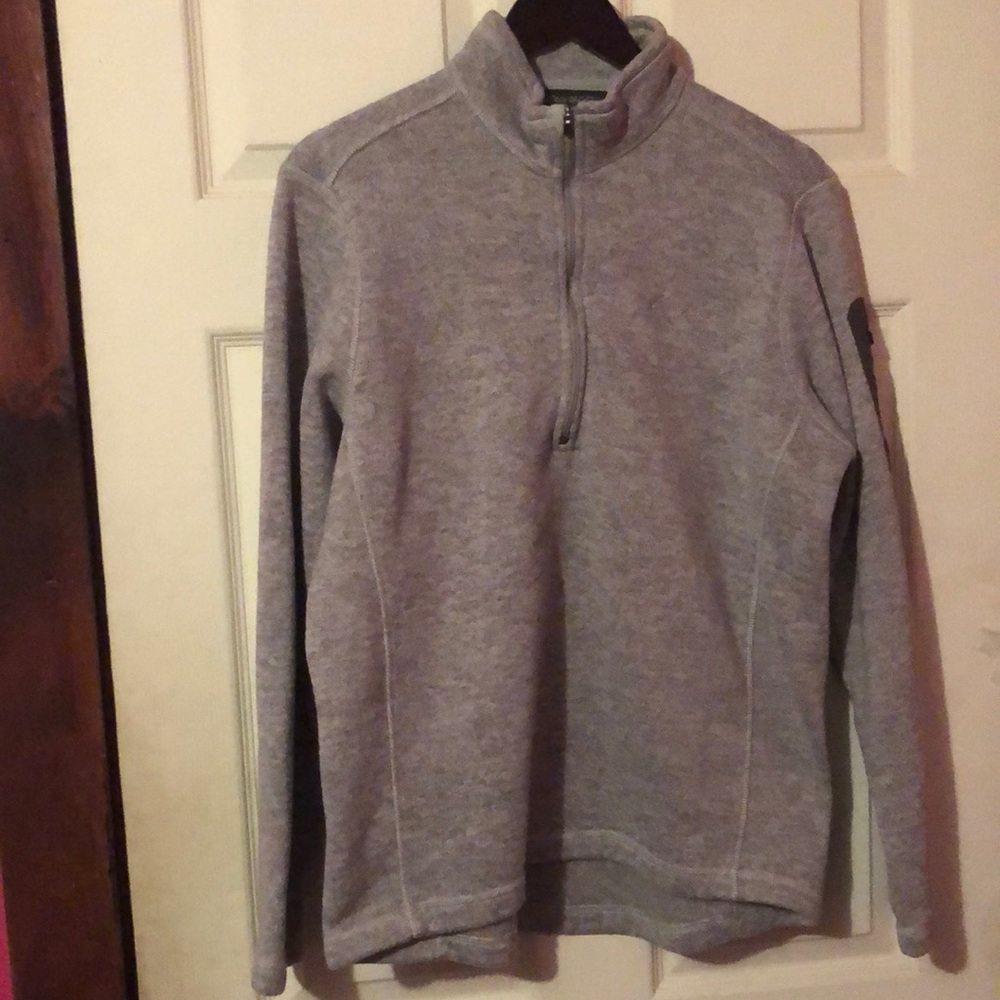 Eddie Bauer Gray 1/4 Zip Fleece Jacket Sweater Mens Large L